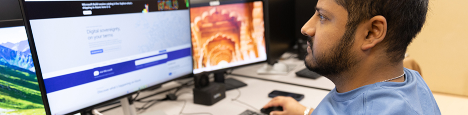Student looking at computer